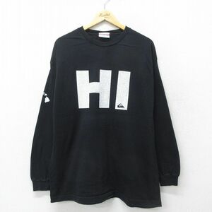 XL/古着 クイックシルバー 長袖 ビンテージ Tシャツ メンズ 00s HI コットン クルーネック 黒 ブラック spe 24may14 中古