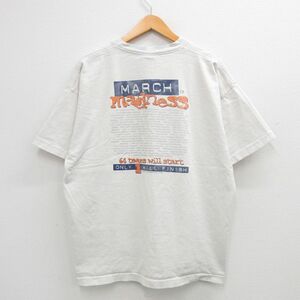 XL/古着 半袖 ビンテージ Tシャツ メンズ 90s MARCH 大きいサイズ コットン クルーネック 白 ホワイト 24may14 中古