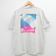 XL/古着 ヘインズ 半袖 ビンテージ Tシャツ メンズ 90s SERIOUS AIR 大きいサイズ クルーネック 薄グレー 霜降り spe 24may14 中古_画像2