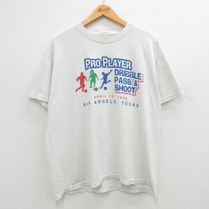 XL/古着 ヘインズ 半袖 ビンテージ Tシャツ メンズ 00s サッカー テキサス クルーネック 白他 ホワイト 24may14 中古