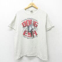 XL/古着 半袖 ビンテージ Tシャツ メンズ 00s ドラッグレーシングカー ボロ クルーネック 薄グレー 霜降り 24may14 中古_画像2