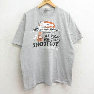 XL/古着 ジャージーズ 半袖 ビンテージ Tシャツ メンズ 00s 鳥 スロット ハーレーダビッドソン 大きいサイズ クルーネック グレー 霜降り 2