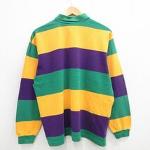 XL/古着 長袖 ポロ シャツ メンズ 90s マルディグラ 鹿の子 コットン 紫他 パープル 24may14 中古 トップス_画像2