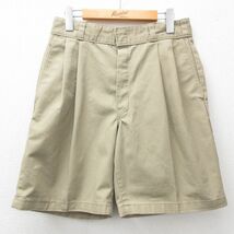 W30/古着 ディッキーズ Dickies ショート ワーク パンツ ショーツ メンズ 90s ベージュ カーキ spe 24may15 中古 ボトムス 短パン ショーパ_画像1