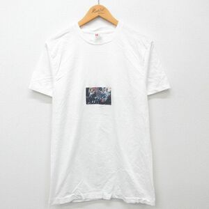 M/古着 ヘインズ 半袖 ビンテージ Tシャツ メンズ 90s フォトプリント 子供 コットン クルーネック 白 ホワイト 24may15 中古