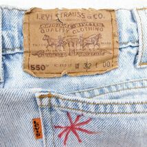 W32/古着 リーバイス Levis 550 ショート パンツ ショーツ メンズ 90s コットン 薄紺 ネイビー デニム 24may15 中古 ボトムス 短パン ショ_画像3