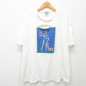 XL/古着 ヘインズ 半袖 ビンテージ Tシャツ メンズ 90s スプリングレイク ボロ 大きいサイズ コットン クルーネック 白 ホワイト 24may15