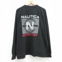 XL/古着 ノーティカ 長袖 ビンテージ ブランド Tシャツ メンズ 90s ビッグロゴ コンペティション 大きいサイズ コットン クルーネック 黒_画像1