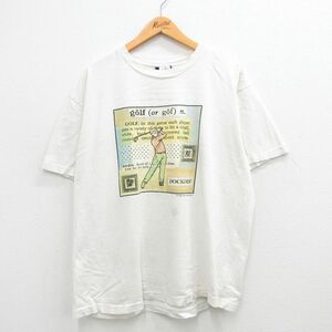 XL/古着 ドッカーズ 半袖 ビンテージ Tシャツ メンズ 90s ゴルフ 大きいサイズ コットン クルーネック 白 ホワイト 24may15 中古