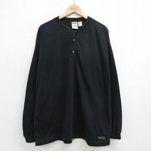 XL/古着 リーバイス Levis 長袖 ビンテージ Tシャツ メンズ 00s 無地 大きいサイズ コットン ヘンリーネック 黒 ブラック 24may15 中古