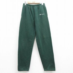 W32/古着 チャンピオン champion スウェット パンツ メンズ 90s ワンポイントロゴ 緑 グリーン 24may15 中古 ボトムス ロング