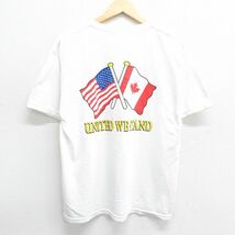 L/古着 ヘインズ 半袖 ビンテージ Tシャツ メンズ 00s 星条旗 国旗 クルーネック 白 ホワイト 24may15 中古_画像1