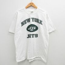 XL/古着 半袖 ビンテージ Tシャツ メンズ 00s NFL ニューヨークジェッツ クルーネック 白 ホワイト アメフト スーパーボウル 24may15 中古_画像1