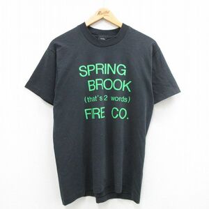 L/古着 スクリーンスターズ 半袖 ビンテージ Tシャツ メンズ 80s SPRING BROOK クルーネック 黒 ブラック 24may16 中古