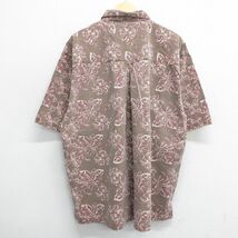 XL/古着 半袖 ハワイアン シャツ メンズ 90s 花 総柄 大きいサイズ コットン 茶他 ブラウン 24may16 中古 アロハ トップス_画像3