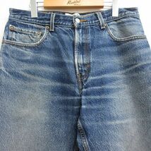 W34/古着 ジーンズ Levis リーバイス 505 メンズ ヒゲ コットン 濃紺 ネイビー デニム 24may16 中古 ボトムス ジーパン Gパン ロング パン_画像2