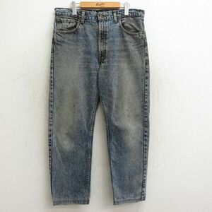 W36/古着 ジーンズ Levis リーバイス 505 メンズ 90年 90s ヒゲ コットン 濃紺 ネイビー デニム 24may16 中古 ボトムス ジーパン Gパン ロ