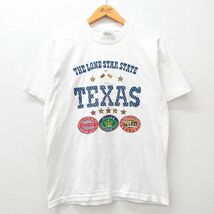 L/古着 ヘインズ 半袖 ビンテージ Tシャツ メンズ 00s テキサス 星 クルーネック 白 ホワイト 24may16 中古_画像1
