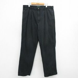 W38/古着 パンツ メンズ コットン 黒 ブラック 24may16 中古 ボトムス ロング