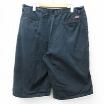 W35/古着 ディッキーズ Dickies ハーフ ワーク パンツ ショーツ メンズ リップストップ コットン 紺 ネイビー 24may16 中古 ボトムス 短パ_画像2