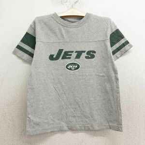  б/у одежда короткий рукав Vintage футбол футболка Kids boys ребенок одежда 00s NFL New York jets вырез лодочкой серый др. американский футбол Hsu 