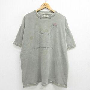 XL/古着 半袖 ビンテージ Tシャツ メンズ 90s 犬 SEADOG 大きいサイズ コットン クルーネック グレー系 24may17 中古