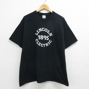 XL/古着 半袖 ビンテージ Tシャツ メンズ 00s LINCOLN ELECTRIC 大きいサイズ コットン クルーネック 黒 ブラック 24may17 中古