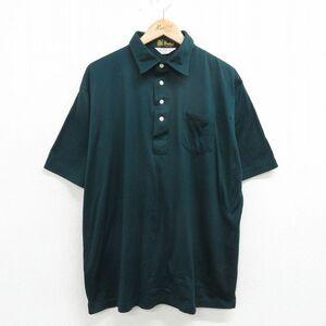 XL/古着 半袖 ポロ シャツ メンズ 80s 大きいサイズ 緑 グリーン 24may18 中古 トップス