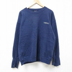 XL/古着 長袖 スウェット メンズ 90s ハンドカフ 大きいサイズ クルーネック 紺 ネイビー 24may18 中古 スエット トレーナー トップス