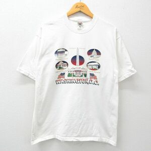 XL/古着 フルーツオブザルーム 半袖 ビンテージ Tシャツ メンズ 00s ワシントンDC ホワイトハウス コットン クルーネック 白 ホワイト 24ma