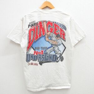 L/古着 半袖 ビンテージ Tシャツ メンズ 00s 野球 コットン クルーネック 白 ホワイト 24may20 中古