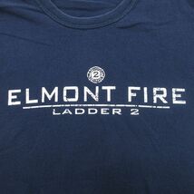 XL/古着 半袖 ビンテージ Tシャツ メンズ 00s ELMONT FIRE コットン クルーネック 紺 ネイビー 24may20 中古_画像2