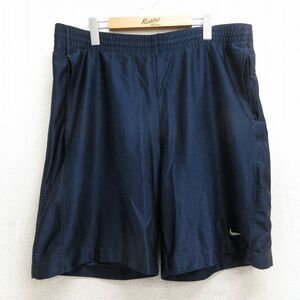 W39/古着 ナイキ NIKE ショート トレーニング パンツ ショーツ メンズ 00s バスケットボール ワンポイントロゴ 大きいサイズ 紺 ネイビー 2