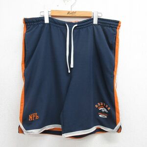 W42/古着 ショート トレーニング パンツ ショーツ メンズ 00s NFL デンバーブロンコス リバーシブル 紺他 ネイビー アメフト スーパーボウ