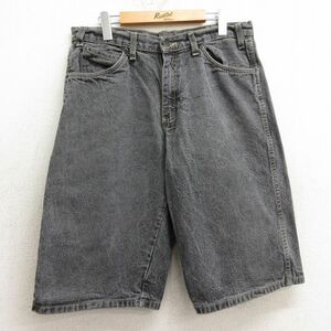 W35/古着 ディッキーズ Dickies ショート パンツ ショーツ メンズ コットン 黒 ブラック デニム 24may21 中古 ボトムス 短パン ショーパン