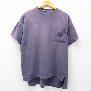 XL/古着 半袖 ビンテージ Tシャツ メンズ 00s 胸ポケット付き 大きいサイズ クルーネック 紫 パープル 24may21 中古