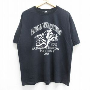 XL/古着 半袖 ビンテージ Tシャツ メンズ 00s MIKE WALTERS 企業広告 大きいサイズ クルーネック 黒 ブラック 24may21 中古