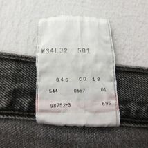 W34/古着 リーバイス Levis 501 ショート パンツ ショーツ メンズ 90s コットン 黒 ブラック デニム spe 24may21 中古 ボトムス 短パン シ_画像7