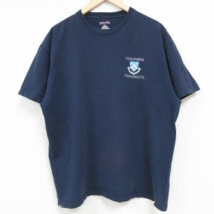 XL/古着 ジャンスポーツ 半袖 Tシャツ メンズ コロンビア 大学 コットン クルーネック 濃紺 ネイビー 24may21 中古