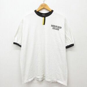 XL/古着 半袖 ビンテージ Tシャツ メンズ 90s ランドルフメイコン カレッジ チョコチン 大きいサイズ コットン クルーネック 白他 ホワイト