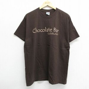 L/古着 半袖 ビンテージ Tシャツ メンズ 00s Chocolate Bar クリーブランド コットン クルーネック 茶 ブラウン 24may22 中古