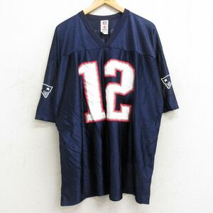 XL/古着 半袖 ビンテージ フットボール Tシャツ メンズ 00s NFL ニューイングランドペイトリオッツ トムブレイディ 12 大きいサイズ ロング