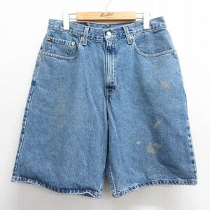 W32/古着 リーバイス Levis 560 ショート パンツ ショーツ メンズ 00s コットン 紺 ネイビー デニム spe 24may22 中古 ボトムス 短パン シ