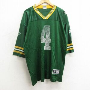 XL/古着 スターター 半袖 ビンテージ フットボール Tシャツ メンズ 90s NFL グリーンベイパッカーズ ブレットファーヴ 4 メッシュ地 大きい