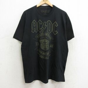XL/古着 リキッドブルー 半袖 ロック バンド Tシャツ メンズ AC/DC クルーネック 黒 ブラック 24may23 中古