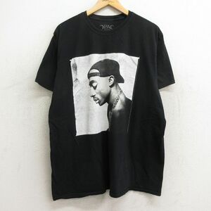 XL/古着 半袖 ヒップホップ ラップ Tシャツ メンズ トゥパック 2パック 大きいサイズ クルーネック 黒 ブラック 24may23 中古