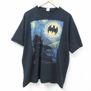 XL/古着 半袖 Tシャツ メンズ DCコミックス バットマン BATMAN 大きいサイズ コットン クルーネック 黒 ブラック 24may24 中古