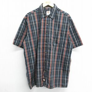 XL/古着 ディッキーズ Dickies 半袖 シャツ メンズ 黒他 ブラック チェック 24may24 中古 トップス