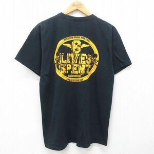 XL/古着 半袖 ビンテージ Tシャツ メンズ 00s スカル 8 LIVESSPENT コットン クルーネック 黒 ブラック 24may24 中古