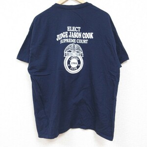 XL/古着 半袖 Tシャツ メンズ JUDGE JASON COOK コットン クルーネック 濃紺 ネイビー 24may25 中古